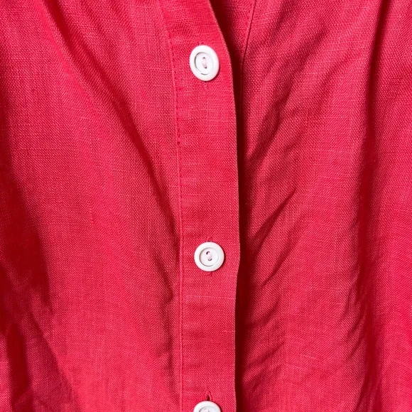 Lafayette 148 women’s 100% linen Coral pink Button-Down 3/4 sleeve Shirt 12 EUC - Picture 4 of 11